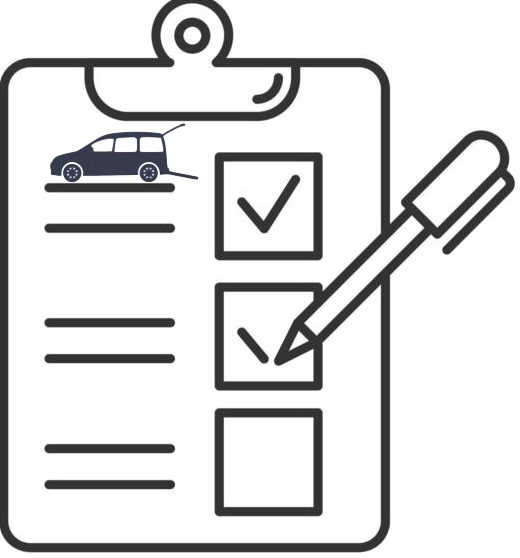 Illustration d'un bloc note avec une voiture pour représenter le choix varié chez VBM