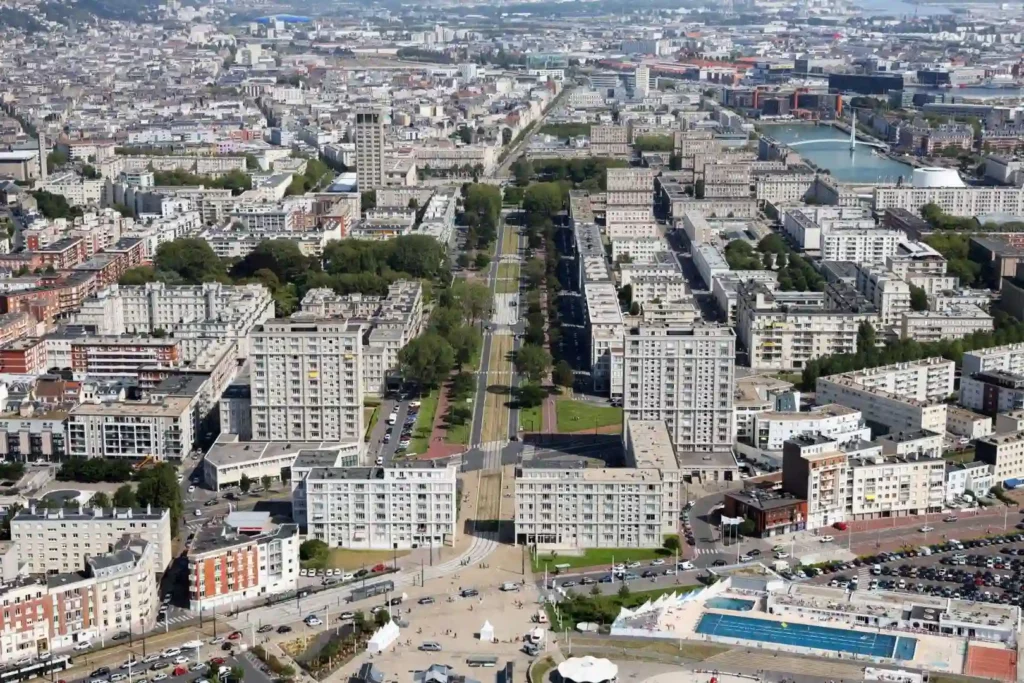 Vue sur le centre-ville du Havre depuis le ciel