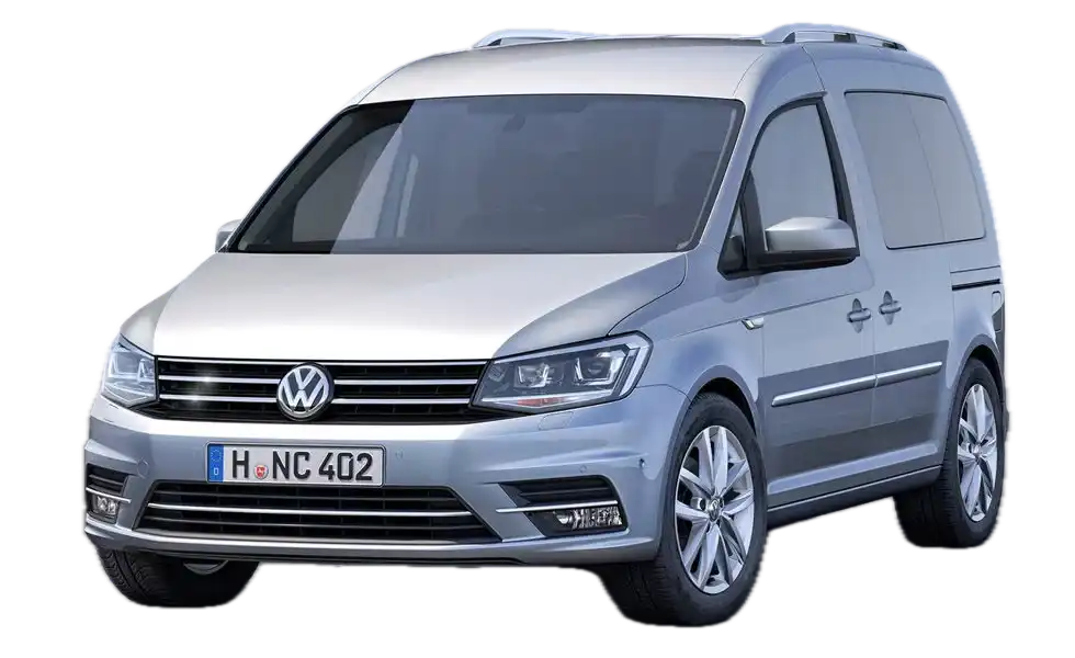 volkswagen caddy tpmr sur fond blanc vue de face