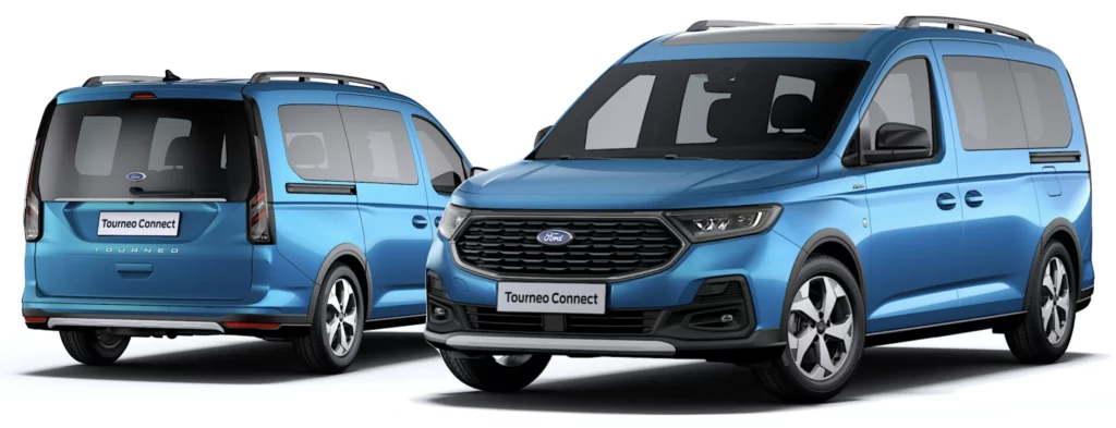 VBM : Ford Grand Tournéo Connect TPMR taille L vue avant et arrière couleur bleu