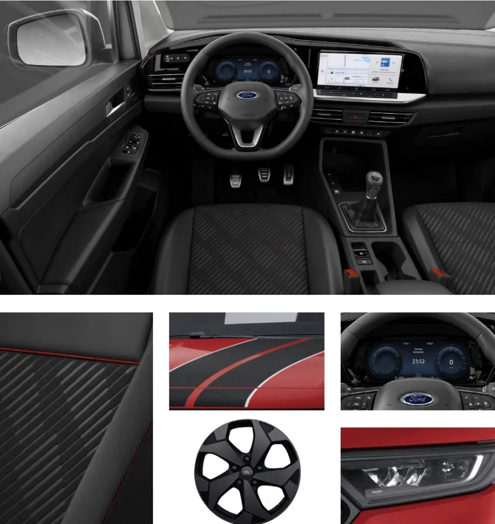 Ford Grand Tourneo Connect finition Sport vue intérieur sur le tableau de bord et les options additionnelles