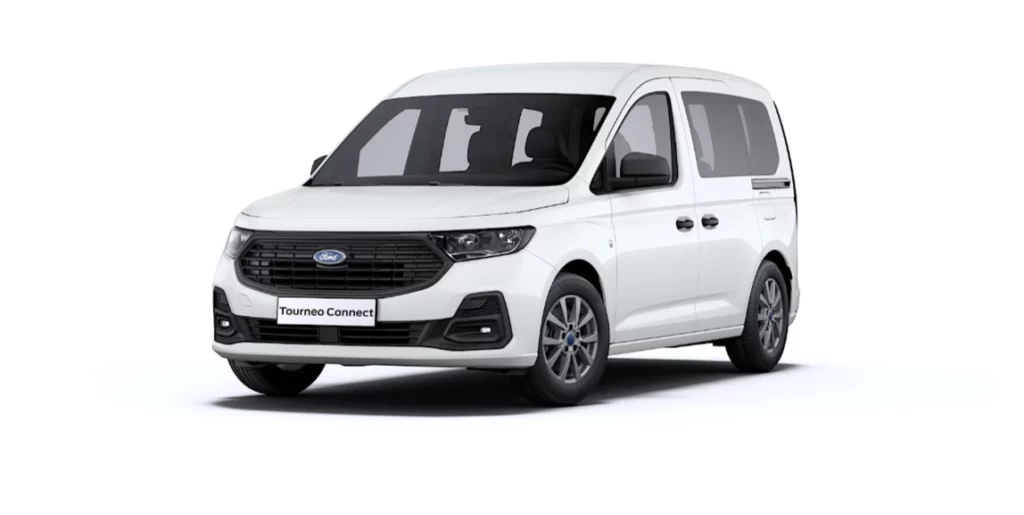 VBM : FORD Tourneo Connect TPMR blanc finition Trend vue avant gauche