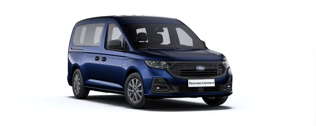 VBM : FORD Tourneo Connect TPMR bleu nuit finition Titanium vue avant droite