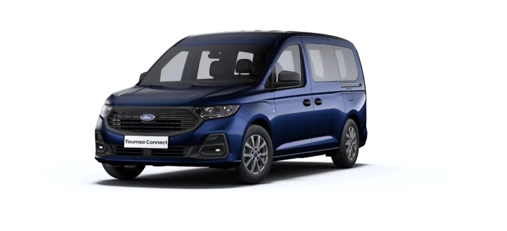 VBM : FORD Tourneo Connect TPMR bleu nuit finition Titanium vue avant gauche