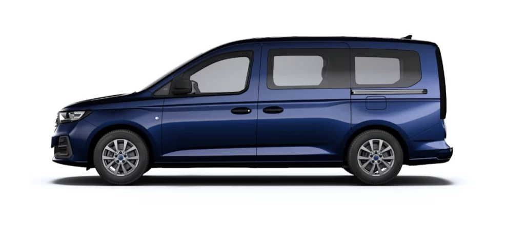 VBM : FORD Tourneo Connect TPMR bleu nuit finition Titanium vue du côté gauche