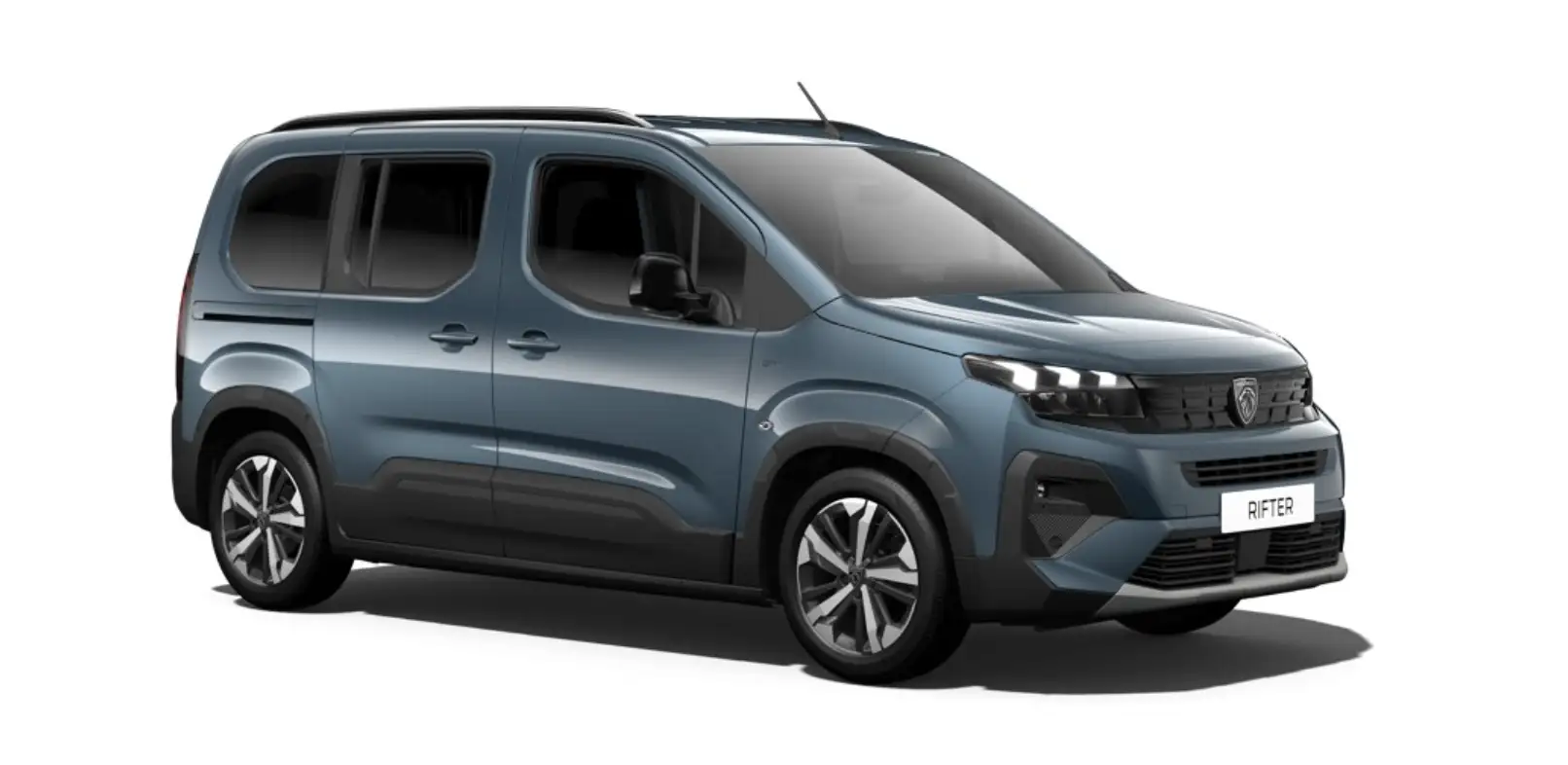 Nouveau Peugeot Rifter TPMR 2024 vu du côté avant droit et de couleur bleu