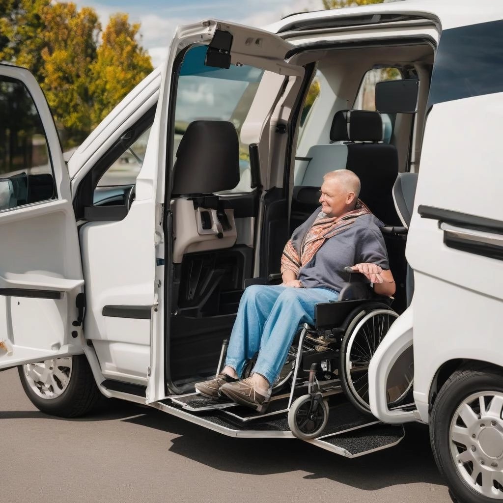 Image d'un véhicule aménagé pour une personne handicapée minibus